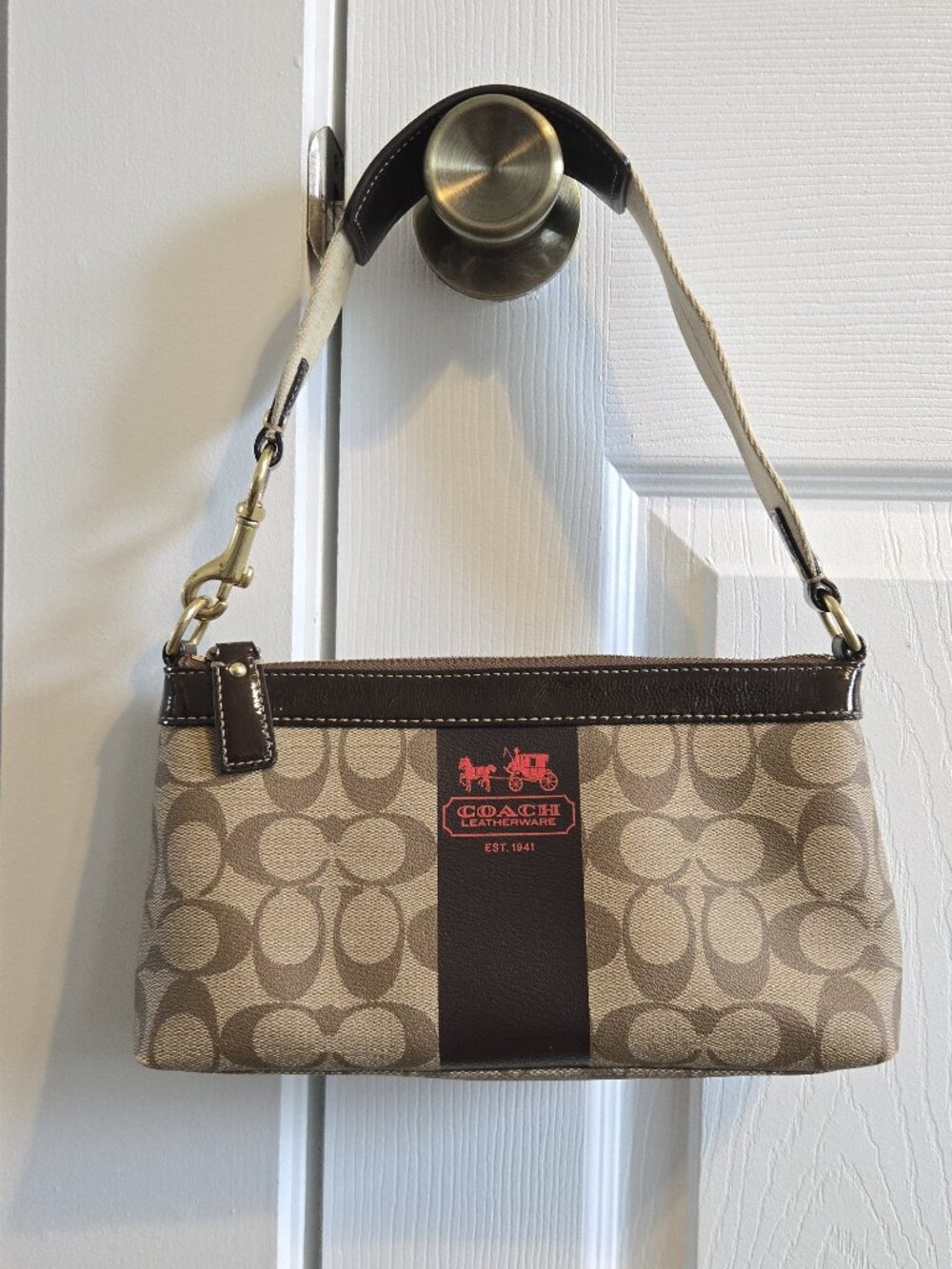 Coach Signature Heritage Stripe Handbag K0769-11562 Brown